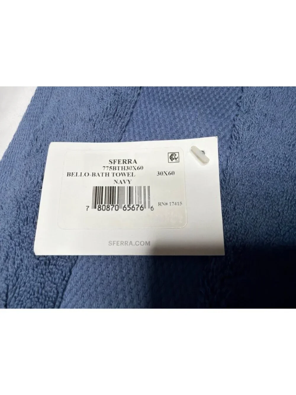 NWT SFERRA Bello Bath Towel Navy Size 30x60